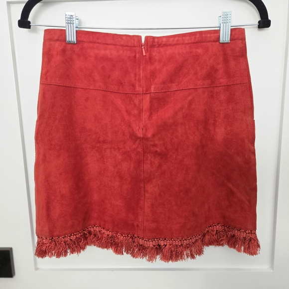 Jill Michelle Size 2 Red Suede Fringe Mini Skirt - Picture 11 of 14